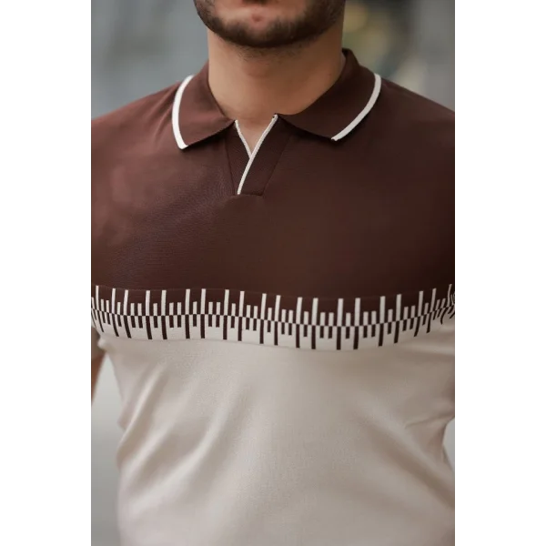 Erkek Hemşire Yaka çift Renk Kısa Kollu Tişört