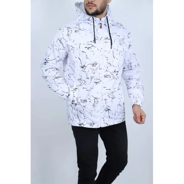 Erkek İçi Astarlı Yağmurluk - Beyaz