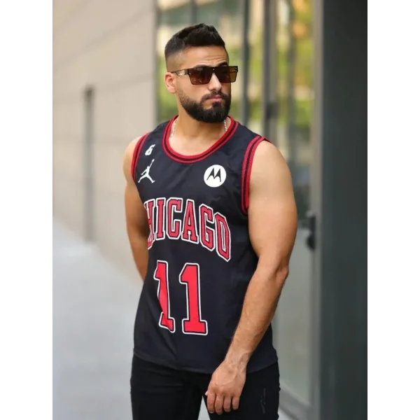 Erkek İki İplik Dijital Baskılı T-shirt - Siyah