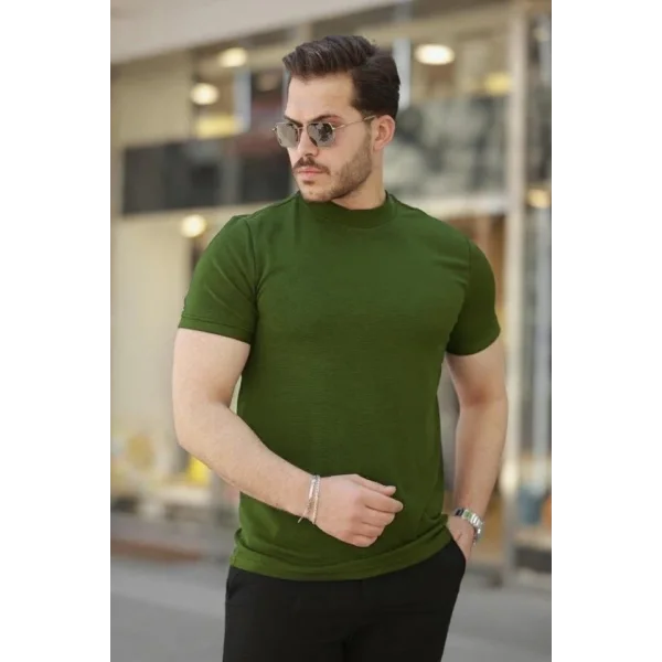 Erkek Ince çizgi Dokulu Kısa Kollu Tişört