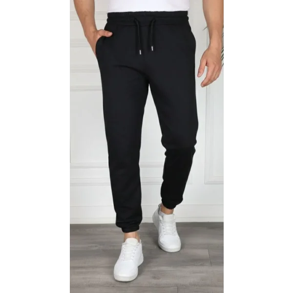 Erkek Jogger Eşofman Altı Rahat Kalıp, Cepli, Lastikli Paça, Günlük Spor Pantolon - Siyah