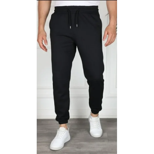 Erkek Jogger Eşofman Altı Rahat Kalıp, Cepli, Lastikli Paça, Günlük Spor Pantolon - Siyah
