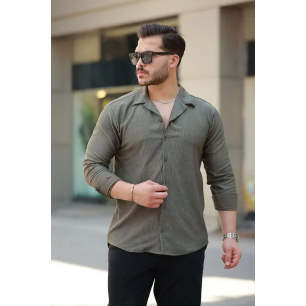 Erkek Kadife Dokulu Uzun Kollu Gömlek