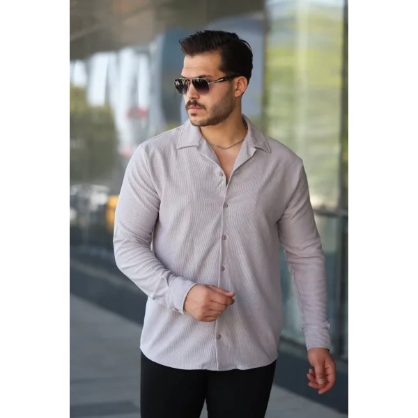 Erkek Kadife Dokulu Uzun Kollu Gömlek