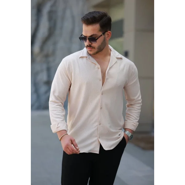 Erkek Kadife Dokulu Uzun Kollu Gömlek