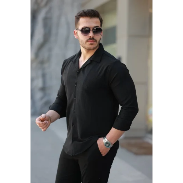 Erkek Kadife Dokulu Uzun Kollu Gömlek