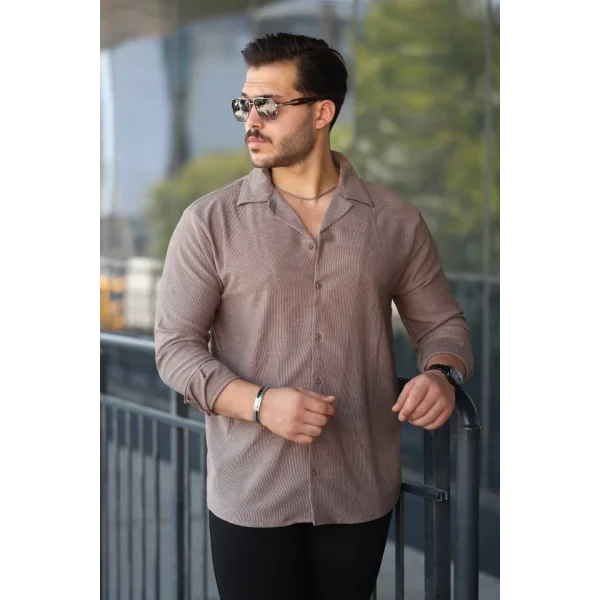 Erkek Kadife Dokulu Uzun Kollu Gömlek