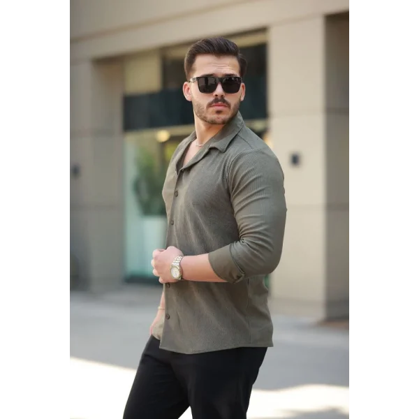 Erkek Kadife Dokulu Uzun Kollu Gömlek