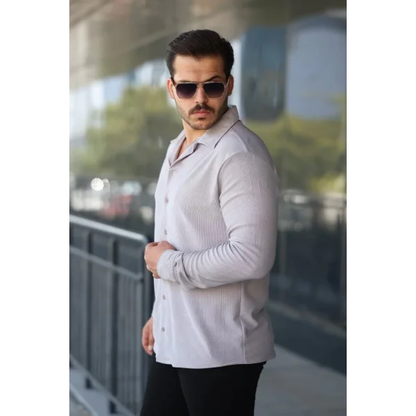 Erkek Kadife Dokulu Uzun Kollu Gömlek