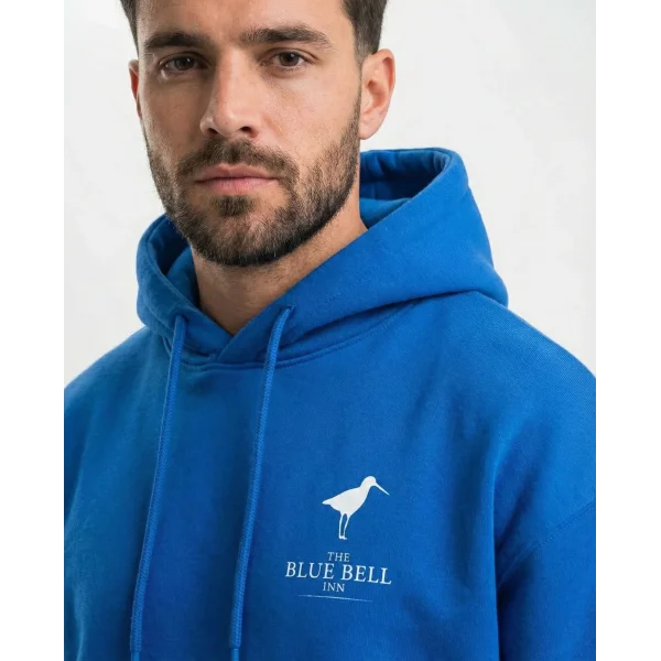 Erkek Kapüşonlu Double Oversize Hoodie – Üç İplik Pamuklu, Deniz ve Yelken Baskılı, Kanguru Cepli Premium Sweatshirt - Saks Mavi