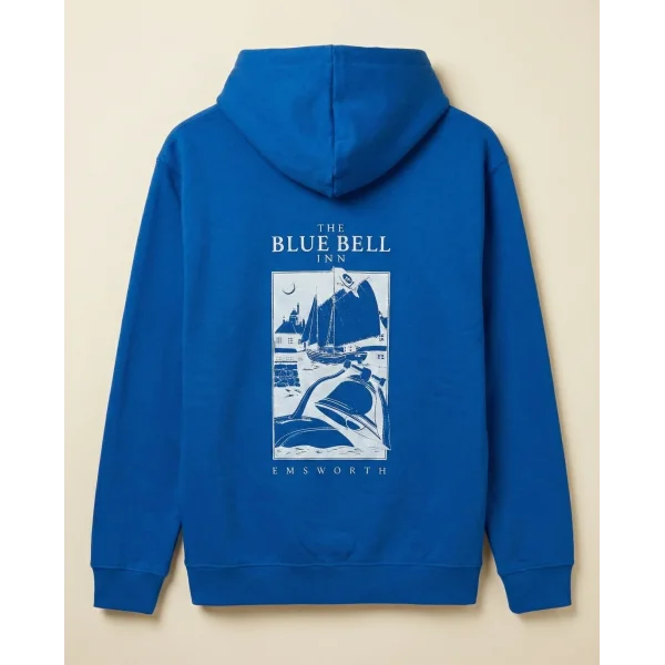 Erkek Kapüşonlu Double Oversize Hoodie – Üç İplik Pamuklu, Deniz ve Yelken Baskılı, Kanguru Cepli Premium Sweatshirt - Saks Mavi