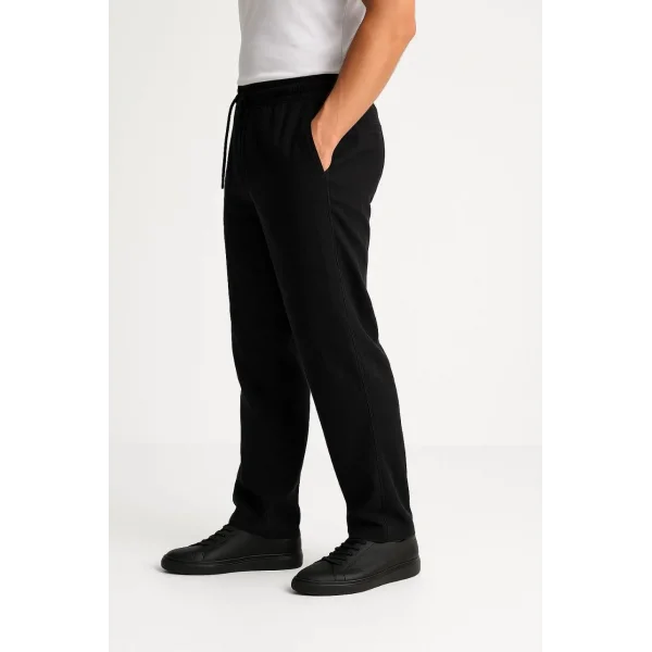 Erkek Keten Pantolon – Cepli, Beli Lastikli ve Bağcıklı, Nefes Alan Rahat Kalıp, Yazlık ve Baharlık Günlük Giyim, Şık & Konforlu Boru Paça Model - Siyah