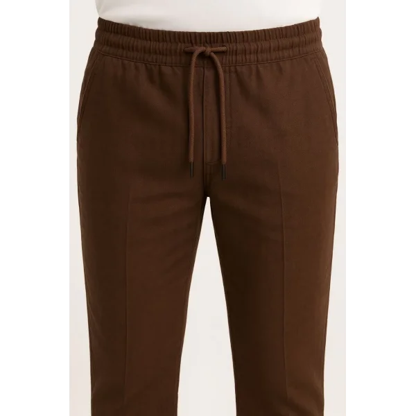 Erkek Keten Pantolon – Cepli, Beli Lastikli ve Bağcıklı, Nefes Alan Rahat Kalıp, Yazlık ve Baharlık Günlük Giyim, Şık & Konforlu Boru Paça Model - Kahverengi