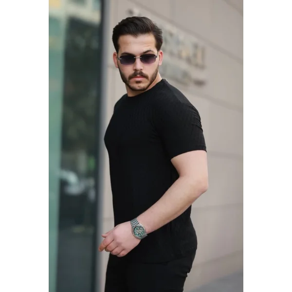 Erkek Kısa Kollu Baklava Desenli T-shirt