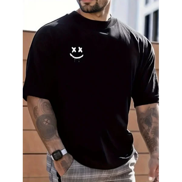 Erkek Kısa Kollu Bisiklet Yaka Baskılı Süprem Bluz