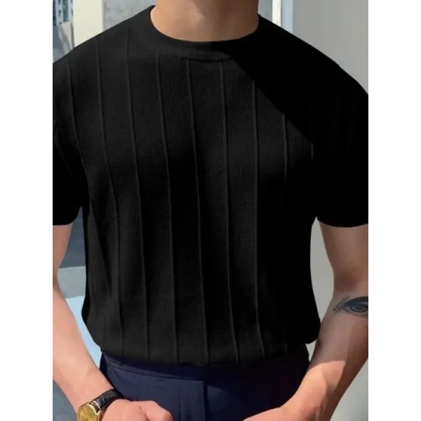 Erkek Kısa Kollu Bisiklet Yaka çizgili Triko Bluz