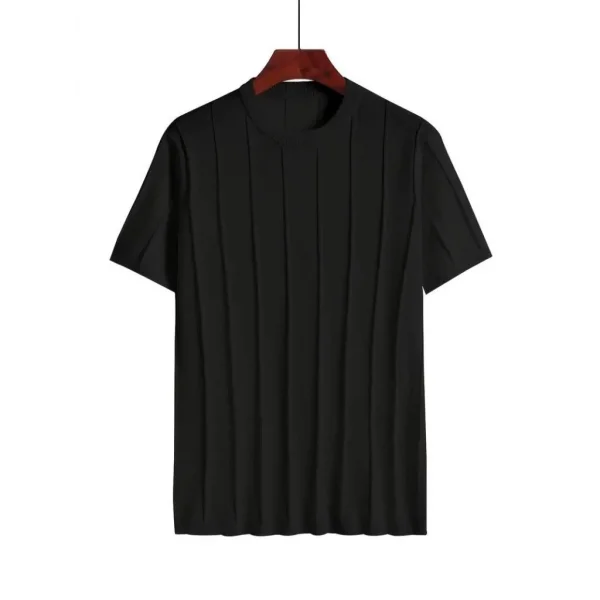 Erkek Kısa Kollu Bisiklet Yaka çizgili Triko Bluz