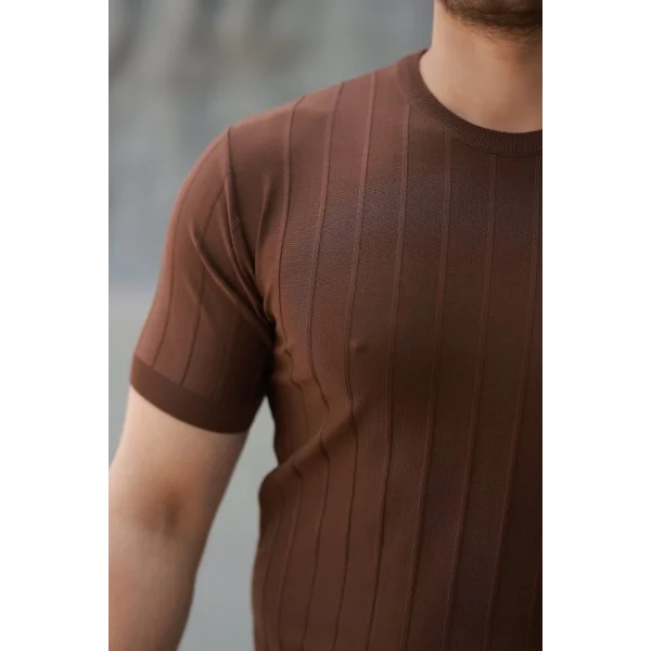 Erkek Kısa Kollu Bisiklet Yaka çizgili Triko Tişört