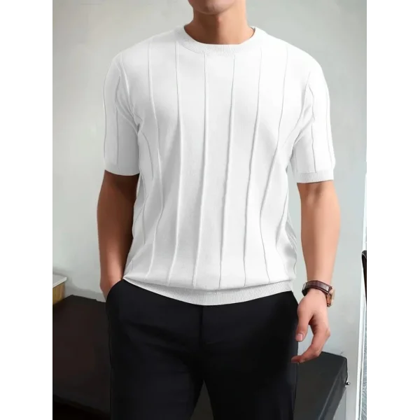 Erkek Kısa Kollu Bisiklet Yaka çizgili Triko Tshirt