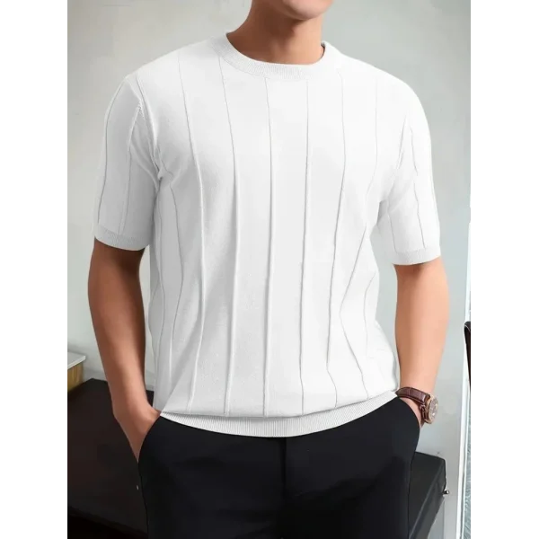 Erkek Kısa Kollu Bisiklet Yaka çizgili Triko Tshirt