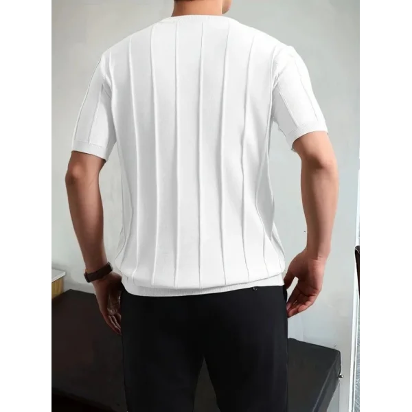 Erkek Kısa Kollu Bisiklet Yaka çizgili Triko Tshirt