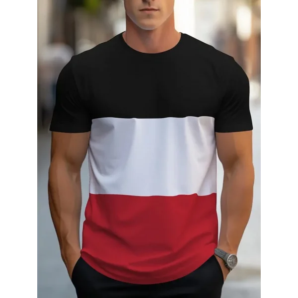 Erkek Kısa Kollu Bisiklet Yaka çok Renkli Viskon Bluz