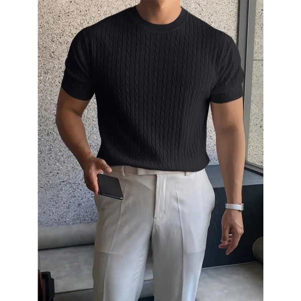 Erkek Kısa Kollu Bisiklet Yaka Triko Bluz