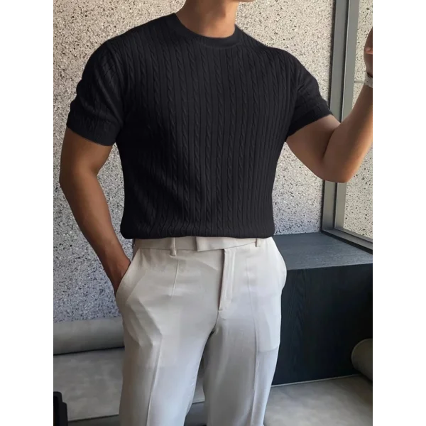 Erkek Kısa Kollu Bisiklet Yaka Triko Bluz