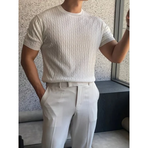 Erkek Kısa Kollu Bisiklet Yaka Triko Bluz