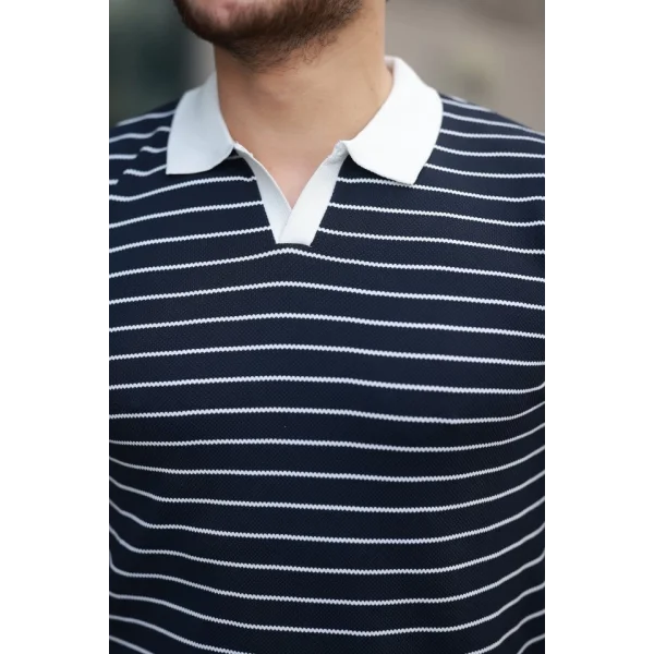 Erkek Kısa Kollu çizgi Desenli örme Kumaş Tshirt