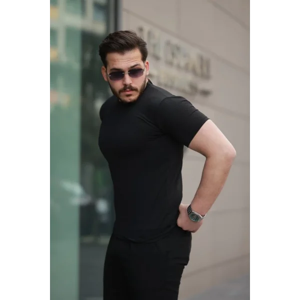 Erkek Kısa Kollu çizgi Kabartma Detaylı T-shirt