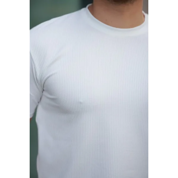 Erkek Kısa Kollu çizgi Kabartma Detaylı T-shirt