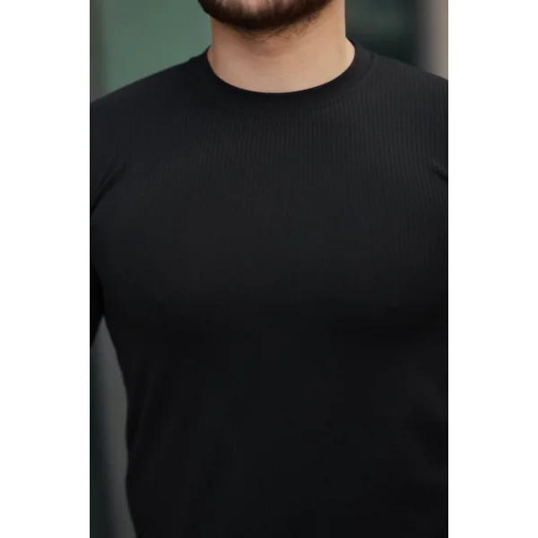 Erkek Kısa Kollu çizgi Kabartma Detaylı T-shirt