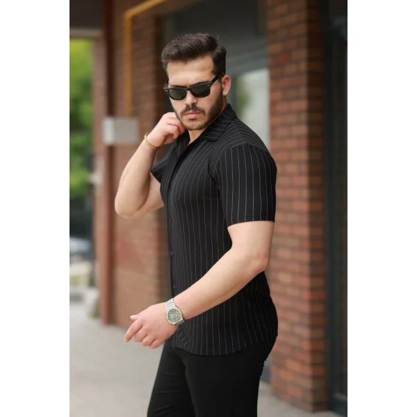 Erkek Kısa Kollu çizgili Gömlek