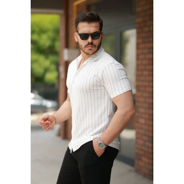 Erkek Kısa Kollu çizgili Gömlek