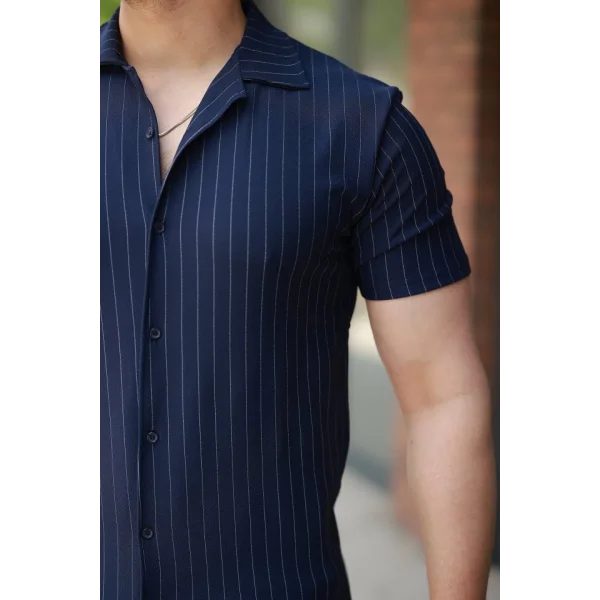 Erkek Kısa Kollu çizgili Gömlek