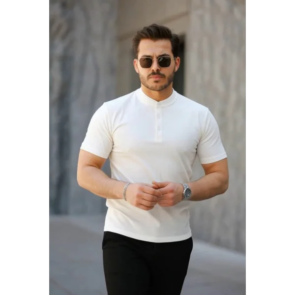 Erkek Kısa Kollu Hakim Yaka önü Düğmeli Viskon Bluz