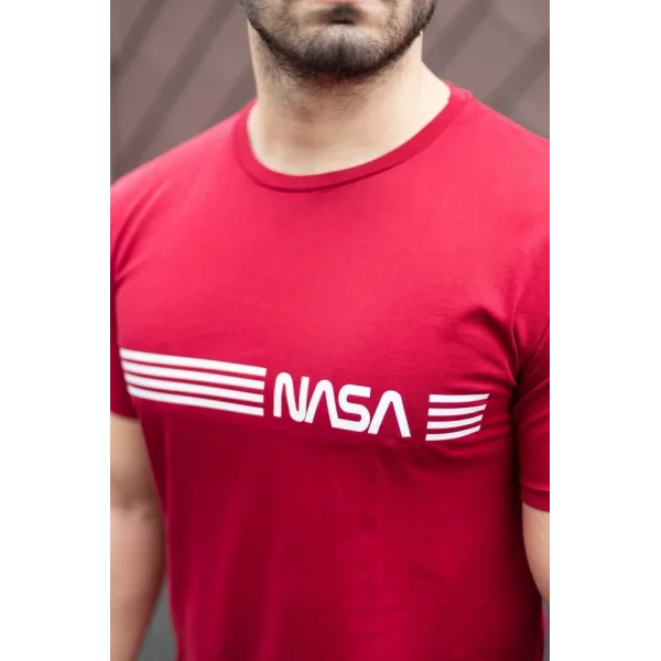 Erkek Kısa Kollu Nasa Baskı Basic Erkek T-shirt