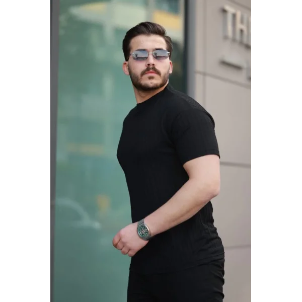 Erkek Kısa Kollu örgü Kumaş Bisiklet Yaka T-shirt