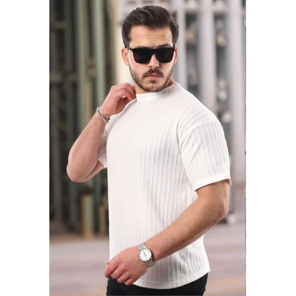 Erkek Kısa Kollu örgü Kumaş Bisiklet Yaka T-shirt