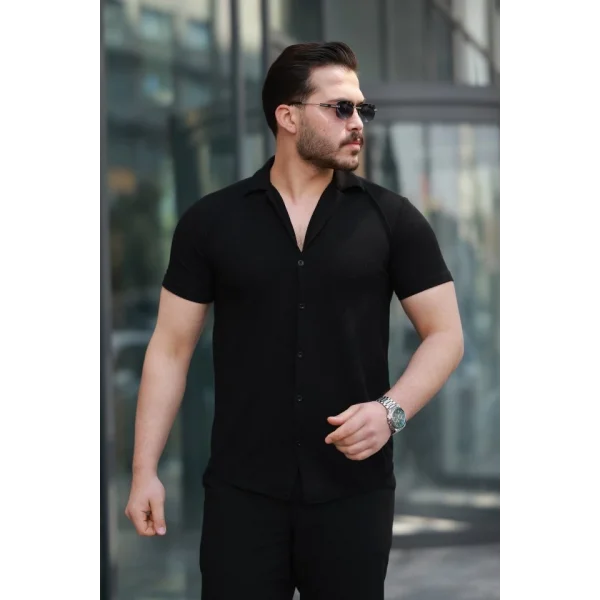 Erkek Kısa Kollu örme Kumaş Pamuklu Gömlek