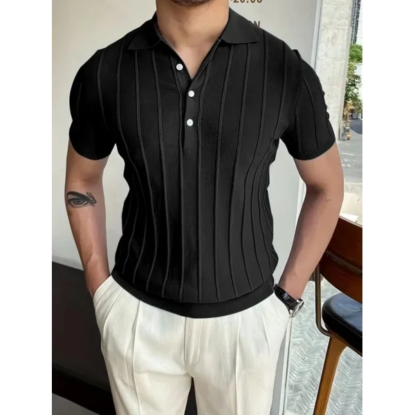 Erkek Kısa Kollu Yakalı önden Düğmeli Triko Bluz