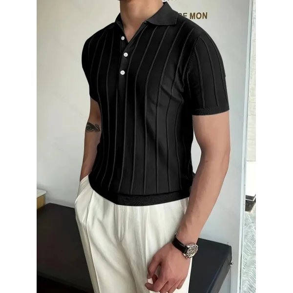 Erkek Kısa Kollu Yakalı önden Düğmeli Triko Bluz