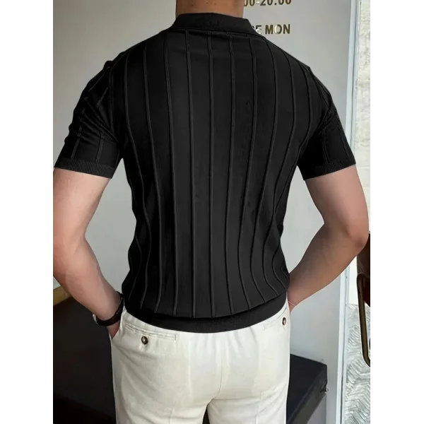 Erkek Kısa Kollu Yakalı önden Düğmeli Triko Bluz