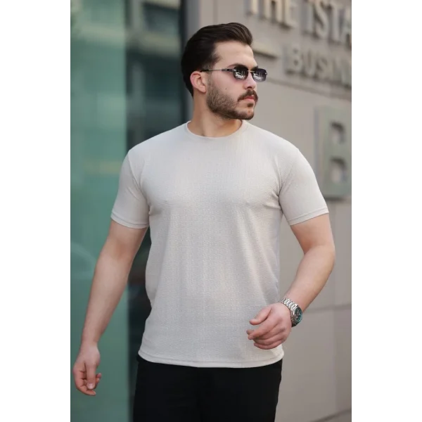 Erkek Kısa Kollu Zigzag Desenli T-shirt