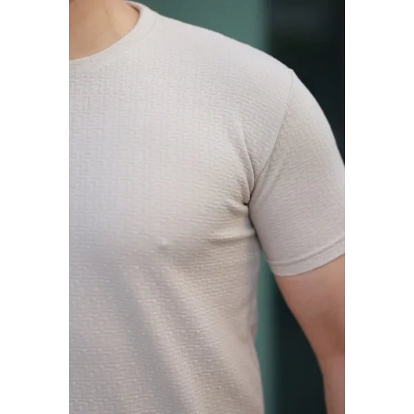 Erkek Kısa Kollu Zigzag Desenli T-shirt