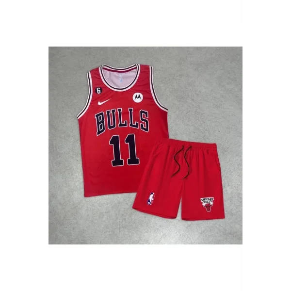 Erkek Ön ve Sırt Baskılı Atlet Şort İkili Takım - Kırmızı