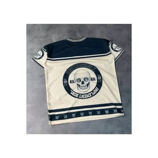 Erkek Oversize Dijital Baskılı Kuru Kafa T-shirt - Beyaz