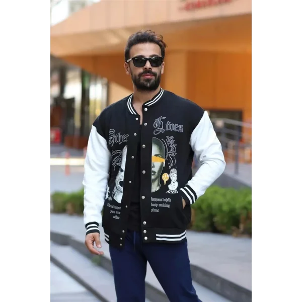 Erkek Oversize Kolej Ceket - Siyah