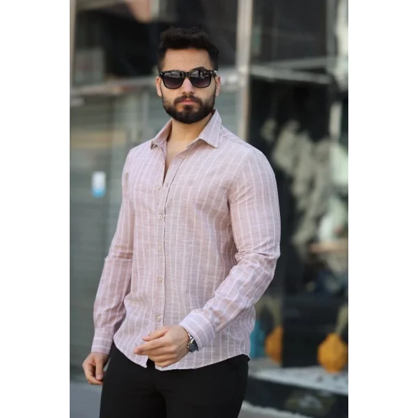 Erkek Pamuklu Çizgi Desenli Gömlek